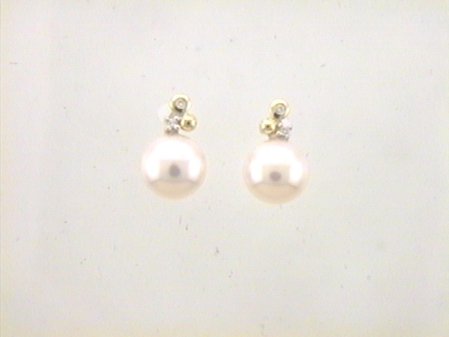 Max Fr&ouml;hlich Mio Fallegro Ohrschmuck Ref.-Nr.: 131/188732 585/- Gold, gelb 4 Diamant Wei&szlig; deutliche Einschl&uuml;sse 0,02ct.  2 S&uuml;&szlig;wasser Zuchtperle 7,0-7,5 mm