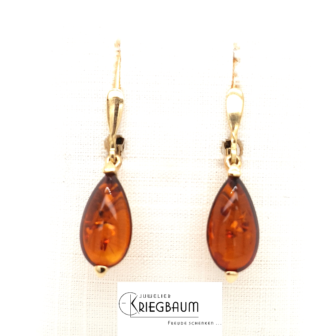 Herrling Bernsteinschmuck Ohrschmuck Ref.-Nr.: B-35616 333/- Gold, gelb 2 Bernstein braun 