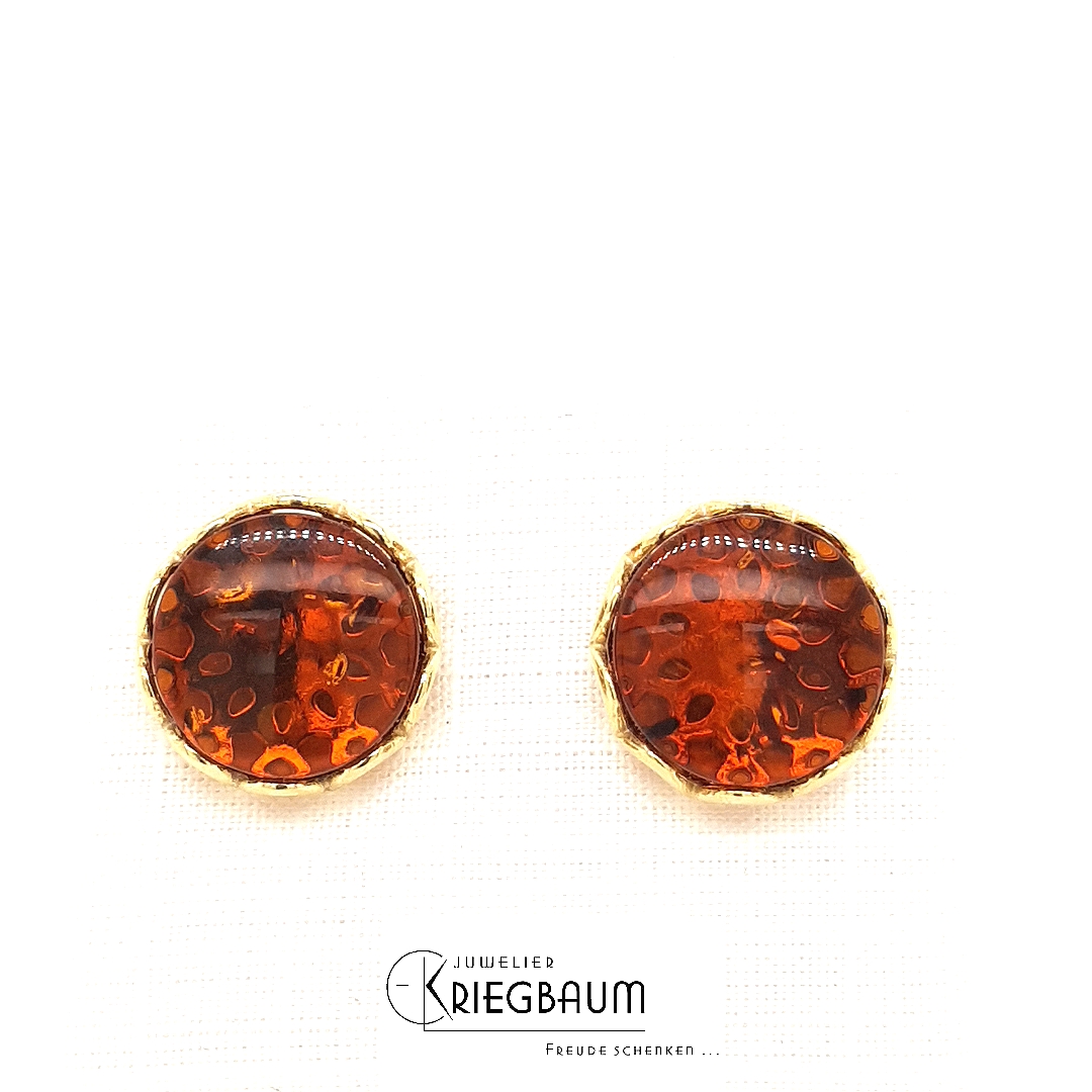 Herrling Bernsteinschmuck Ohrschmuck Ref.-Nr.: B-36117 925/GP/- Silber, gelb 2 Bernstein braun 