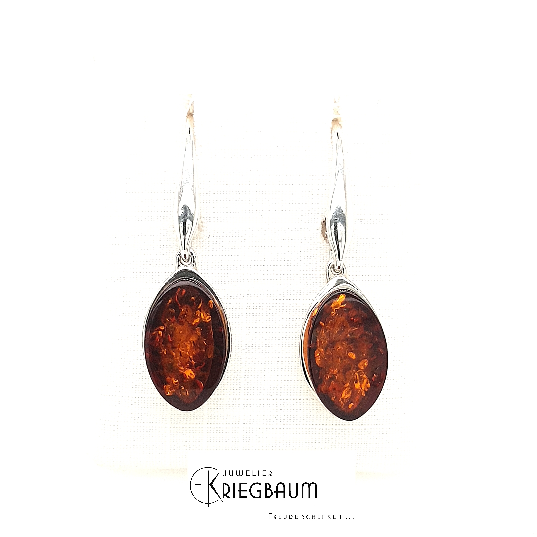 Herrling Bernsteinschmuck Ohrschmuck Ref.-Nr.: B-36177 925/rh/- Silber 2 Bernstein braun 