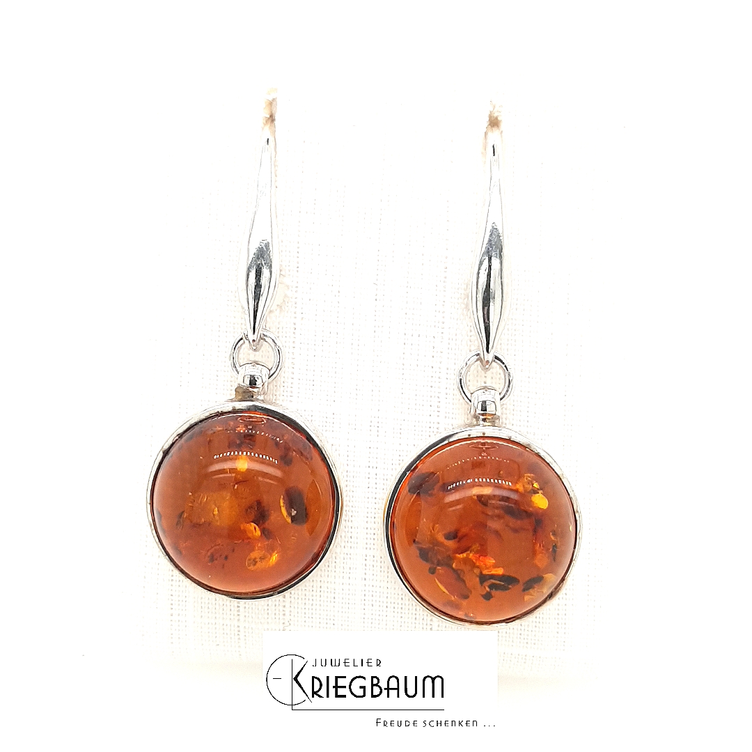 Herrling Bernsteinschmuck Ohrschmuck Ref.-Nr.: B-37121 925/rh/- Silber 2 Bernstein braun 