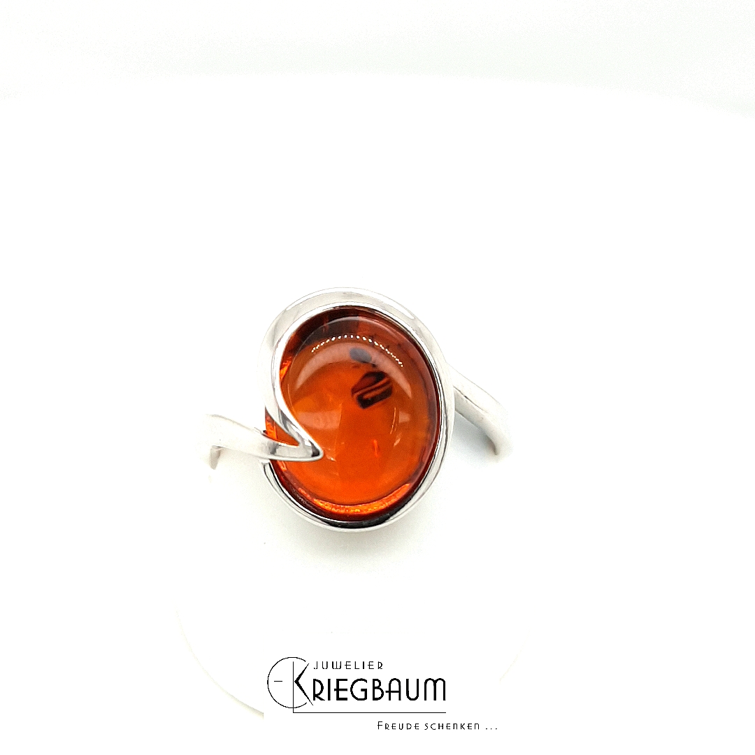 Herrling Bernsteinschmuck Ringe Ref.-Nr.: B-85144 925/rh/- Silber 1 Bernstein braun  Ringgr&ouml;&szlig;e 55