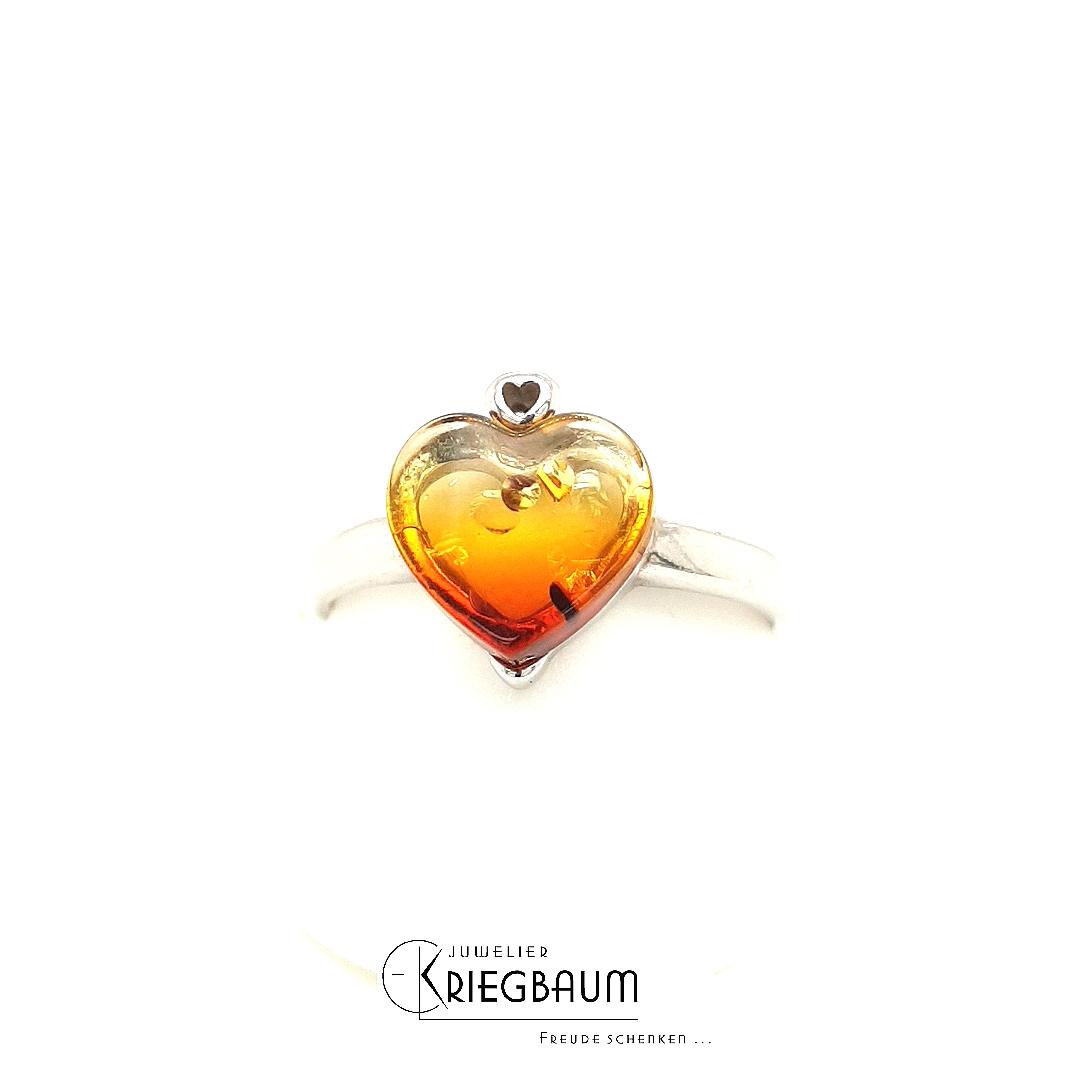 Herrling Bernsteinschmuck Ringe Ref.-Nr.: F-85515 925/rh/- Silber 1 Bernstein braun  Ringgr&ouml;&szlig;e 57