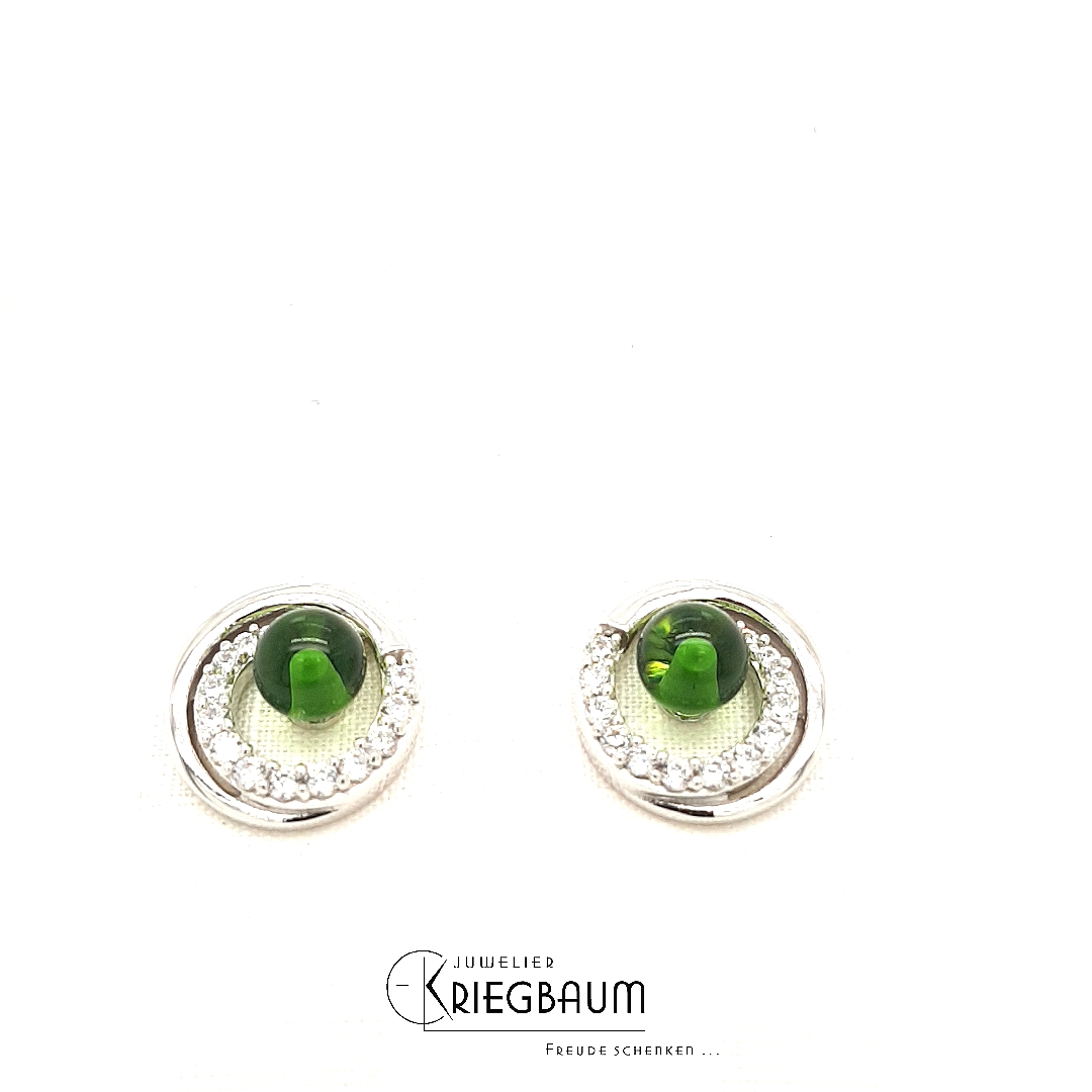 Herrling Bernsteinschmuck Ohrschmuck Ref.-Nr.: K-33033 925/rh/- Silber 2 Bernstein Gr&uuml;n rund 