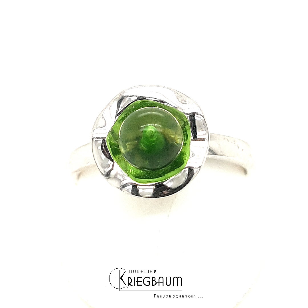 Herrling Bernsteinschmuck Ringe Ref.-Nr.: K-87348 925/rh/- Silber 1 Bernstein Gr&uuml;n  Ringgr&ouml;&szlig;e 54
