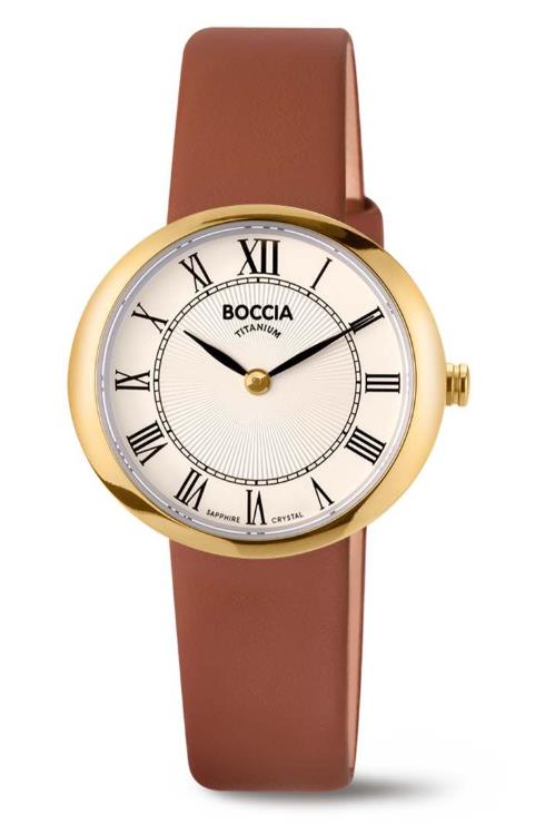 Boccia Damenuhren Ziffernblatt: Hell Index  Leder Quartz 50 Meter Ref.-Nr.: 3344-03