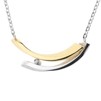 Ernstes Design Halsschmuck Ref.-Nr.: K827.45 Edelstahl, bicolor 1 Diamant Wesselton kleine Einschl&uuml;sse Brillantschliff 0,02ct.  L&auml;nge 45