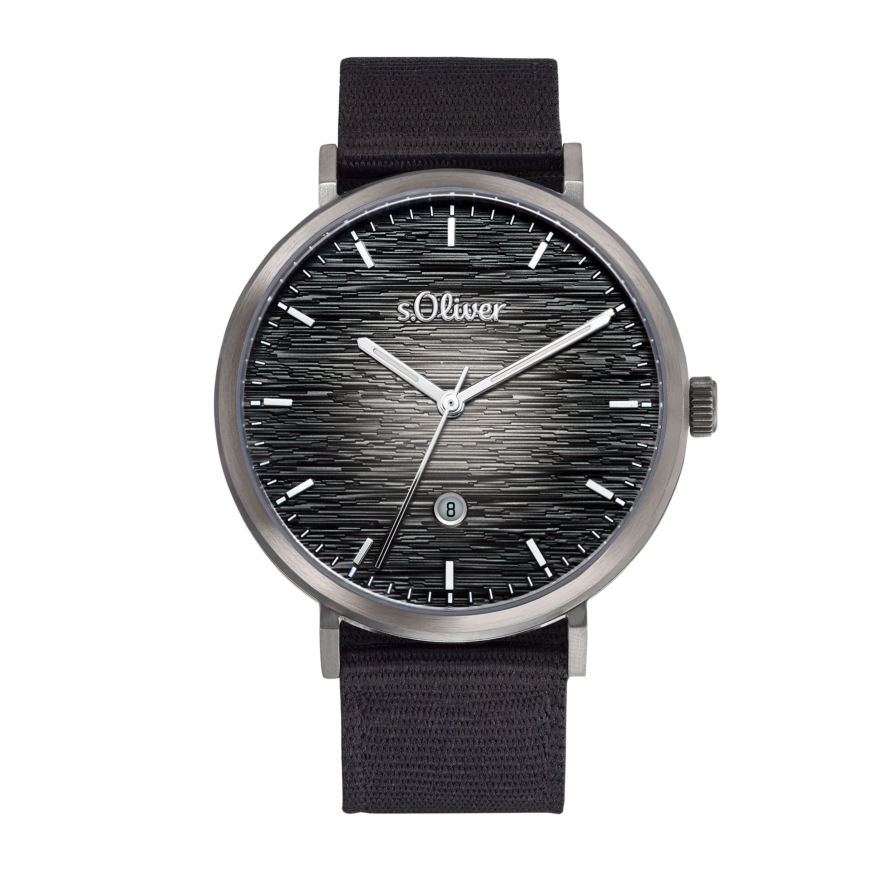 s.Oliver Herrenuhren Ziffernblatt: Schwarz Index  Textilband 42 mm Quarzwerk 30 Meter Ref.-Nr.: 2034604