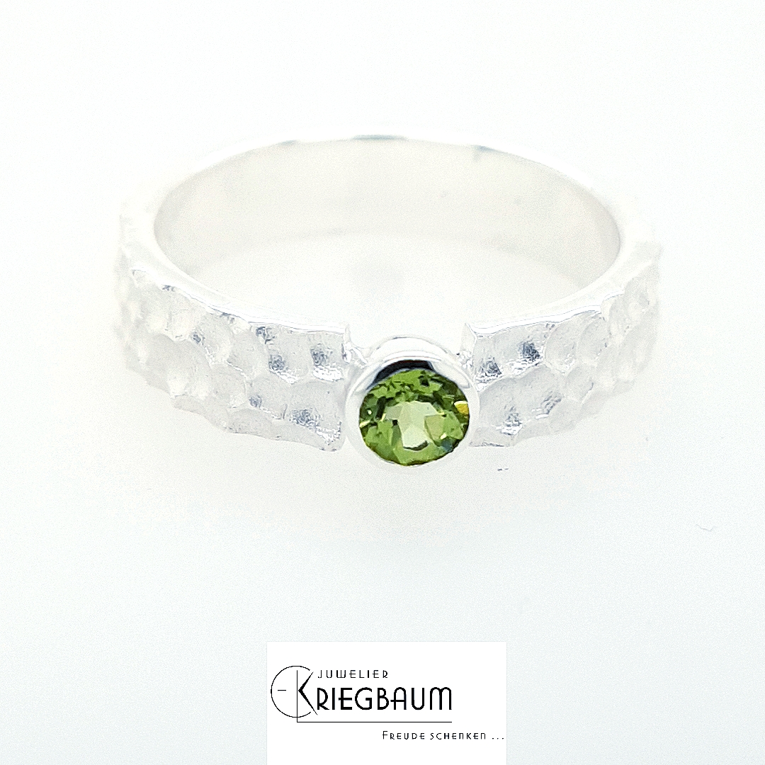 Linkenheil Ringe Ref.-Nr.: 18002-1942 925/- Silber 1 Peridot Gr&uuml;n rund  Ringgr&ouml;&szlig;e 56