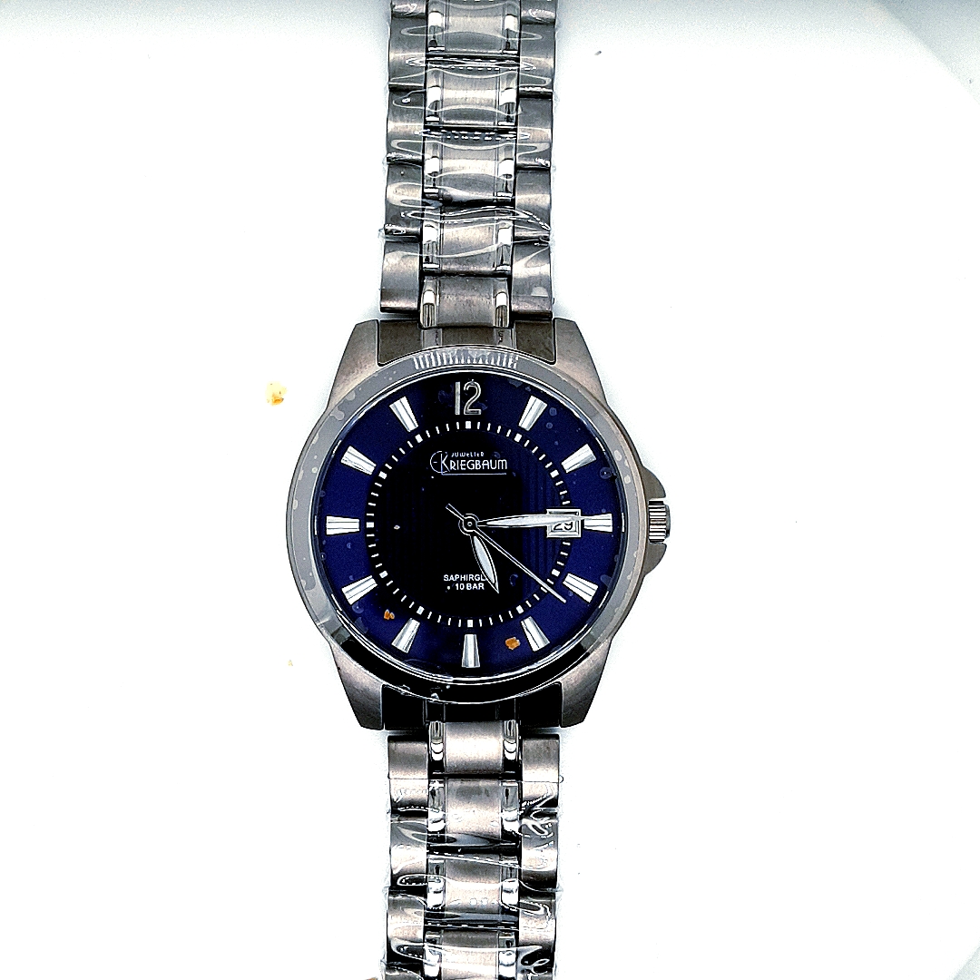 Kriegbaum Herrenuhren Ziffernblatt: Blau Index  Titan Gliederband Quartz 100 Meter Ref.-Nr.: 1768.90.94