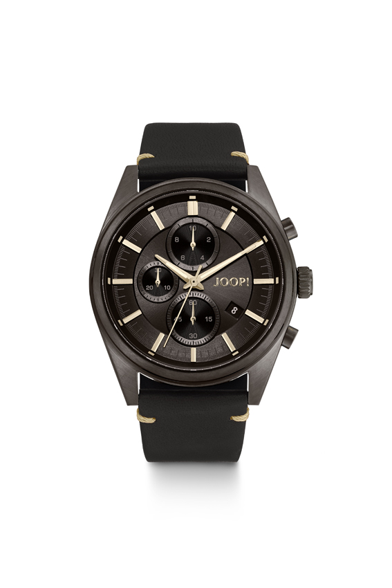Joop! Uhren Herrenuhren Ziffernblatt: Schwarz Index  Edelstahl Leder Quartz 100 Meter Ref.-Nr.: 2034581