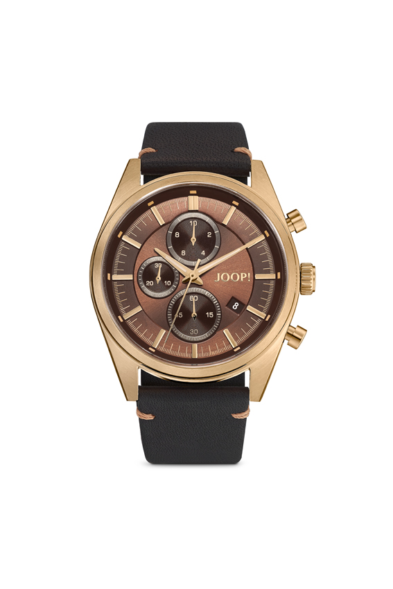 Joop! Uhren Herrenuhren Ziffernblatt: Braun Index  Edelstahl, gelb Leder Quartz 100 Meter Ref.-Nr.: 2034580