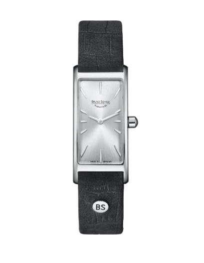 Bruno S&ouml;hnle Glash&uuml;tte Damenuhren Ziffernblatt: Hell Index  Edelstahl Leder Quartz 30 Meter Ref.-Nr.: 17-13088-243