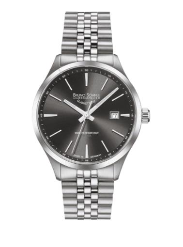 Bruno S&ouml;hnle Glash&uuml;tte Herrenuhren Ziffernblatt: Grau/ Anthrazit Index  Gliederband Quartz 100 Meter Ref.-Nr.: 17-13225-842