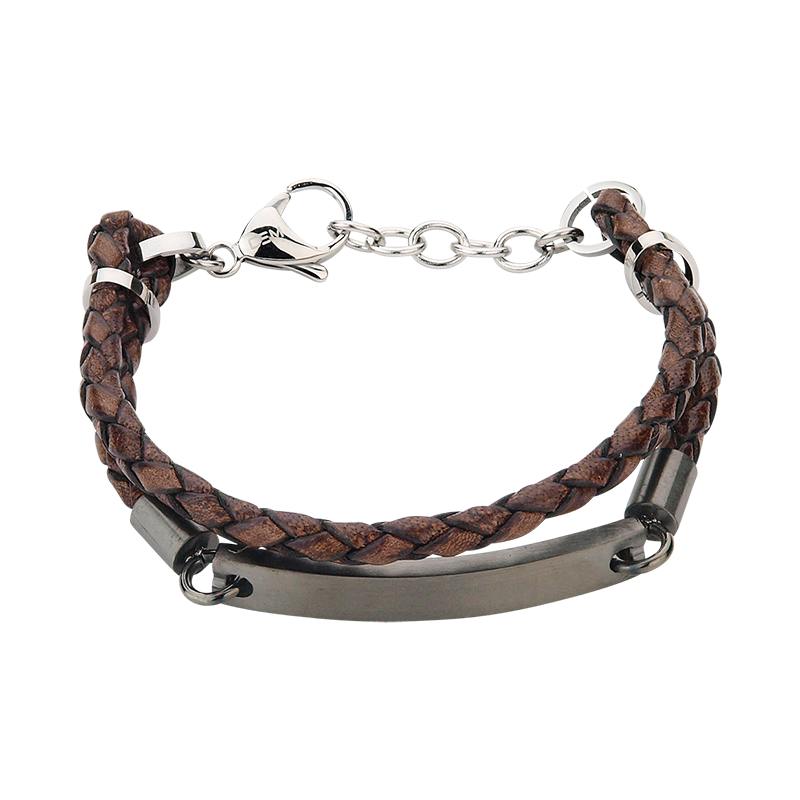 Engelkemper Armband Ref.-Nr.: 4-203511-001 Edelstahl LEDER, braun L&auml;nge 15+2 cm