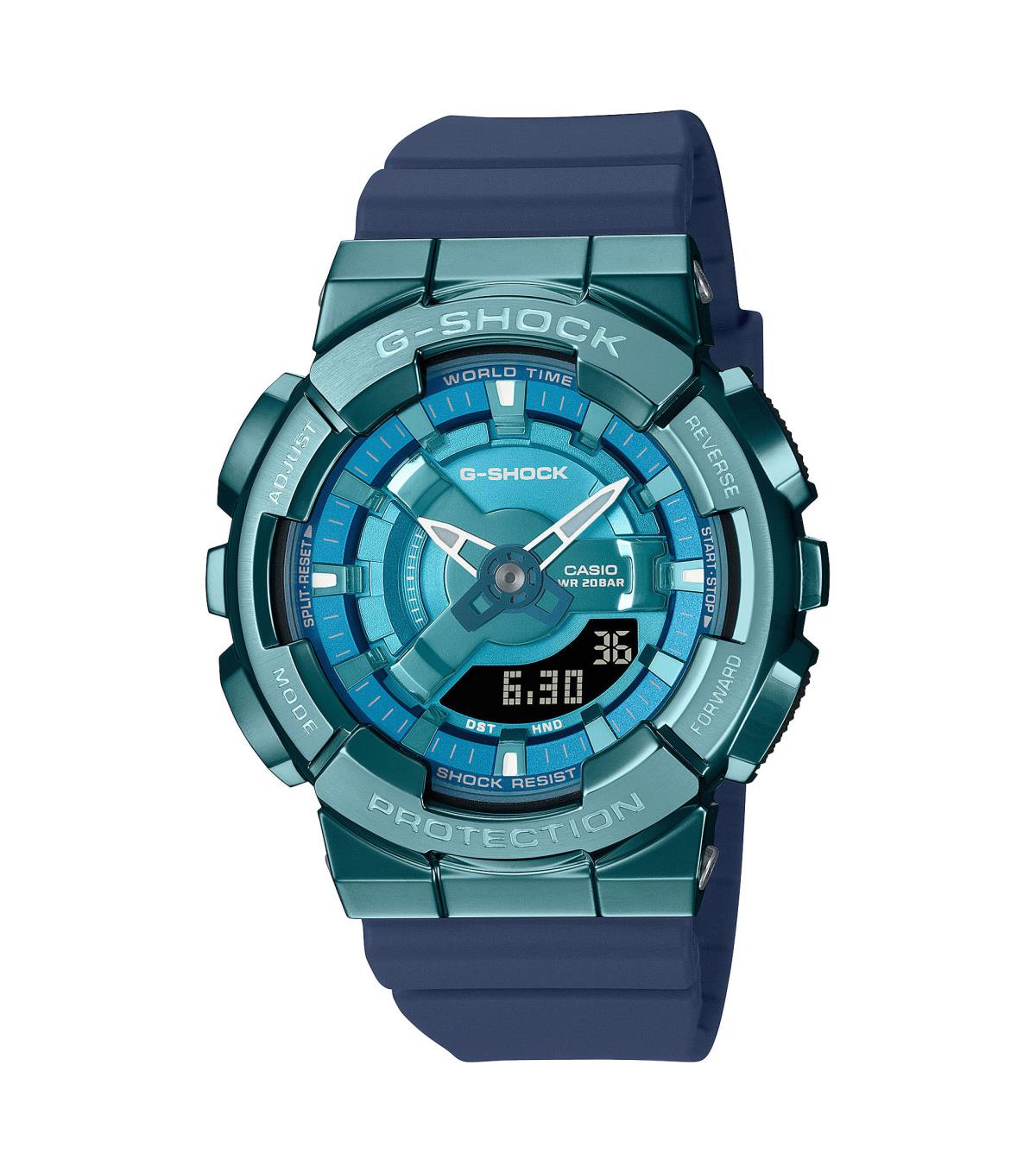 Casio G-Shock Damenuhren Ziffernblatt: Blau Beleuchtetes Display  Kunststoff Band 200 Meter Ref.-Nr.: GM-S110LB-2AER