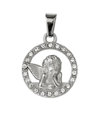 Gl&uuml;cksbringer Anh&auml;nger Ref.-Nr.: GBP08SS Edelstahl Kristallsteine Wei&szlig; 