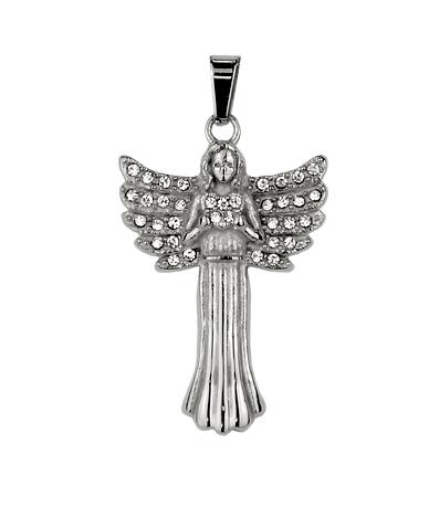 Gl&uuml;cksbringer Anh&auml;nger Ref.-Nr.: GBP12SS Edelstahl Kristallsteine Wei&szlig; 