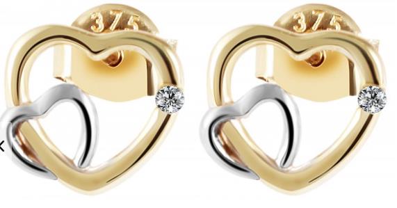 Ohrschmuck Ref.-Nr.: 5500030-001 375/- Gold, bicolor 2 Zirkonia  Wei&szlig; 