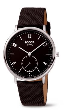 Boccia Damenuhren Ziffernblatt: Schwarz Index  Titan Leder Quartz 30 Meter Ref.-Nr.: 3350-03