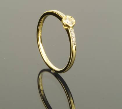 Wilhelm M&uuml;ller Ringe Ref.-Nr.: 145158056 585/- Gold, gold 9 Diamant Wesselton kleine Einschl&uuml;sse Brillantschliff 0,16ct.  Ringgr&ouml;&szlig;e 56