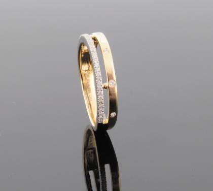 Wilhelm M&uuml;ller Ringe Ref.-Nr.: 145473056 585/- Gold, bicolor 38 Diamant Wesselton kleine Einschl&uuml;sse Brillantschliff 0,15ct.  Ringgr&ouml;&szlig;e 56
