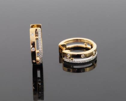 Wilhelm M&uuml;ller Ohrschmuck Ref.-Nr.: 286121019 585/- Gold, bicolor 40 Diamant Wesselton kleine Einschl&uuml;sse Brillantschliff 0,16ct. 