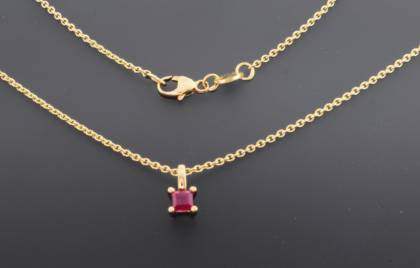 Wilhelm M&uuml;ller Halsschmuck Ref.-Nr.: 646188119 585/- Gold, gold 1 Rubin Rot 0,17ct.  L&auml;nge 42 cm