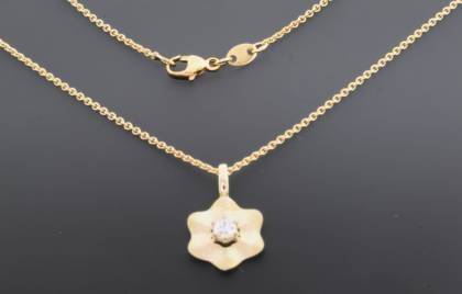 Wilhelm M&uuml;ller Halsschmuck Ref.-Nr.: 651104119 333/- Gold, gold 1 Zirkonia  Wei&szlig;  L&auml;nge 42 cm