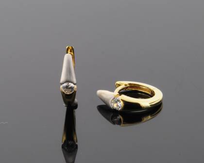 Wilhelm M&uuml;ller Ohrschmuck Ref.-Nr.: 709333019 333/- Gold, bicolor 2 Zirkonia  Wei&szlig; 