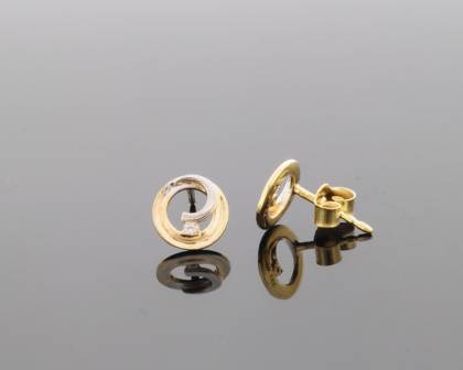 Wilhelm M&uuml;ller Ohrschmuck Ref.-Nr.: 715073019 333/- Gold, bicolor 2 Zirkonia  Wei&szlig; 