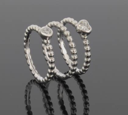 Wilhelm M&uuml;ller Ringe Ref.-Nr.: 746346056 925/rh/- Silber, Rhodiniert 2 Zirkonia  Wei&szlig;  Ringgr&ouml;&szlig;e 56