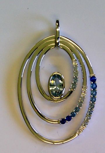 Engelkemper Halsschmuck Ref.-Nr.: 5-213860-001 925/- Silber, Rhodiniert Zirkonia  blau  Zirkonia  Wei&szlig;  Individual-Nr. S-02280A