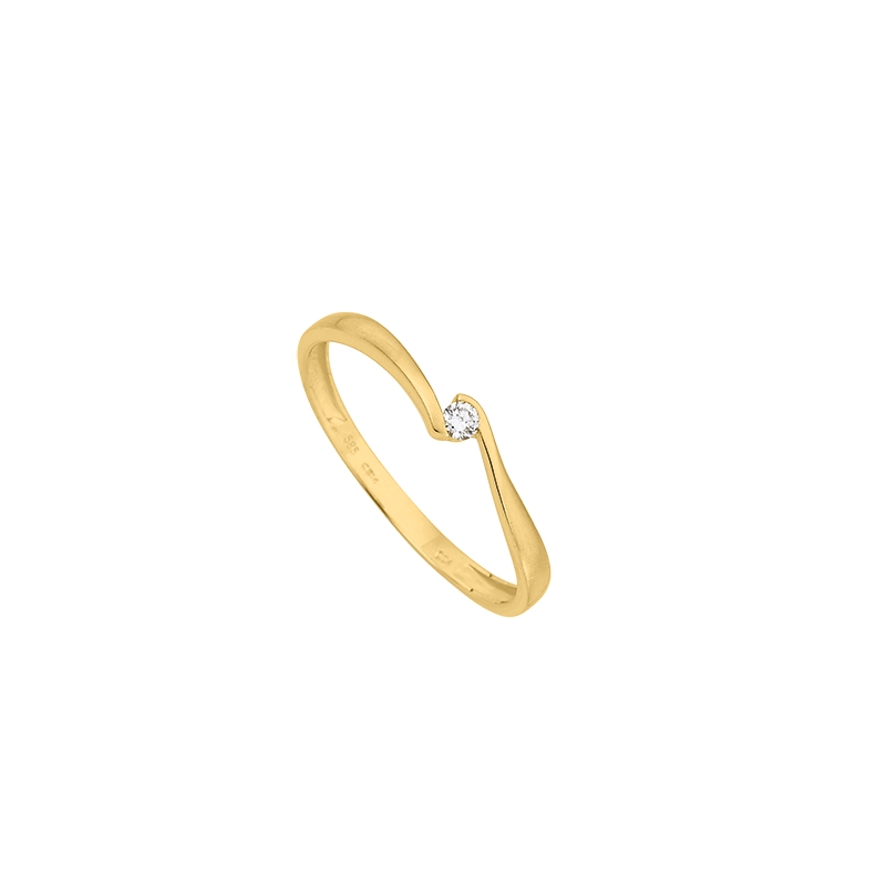 Engelkemper Ringe Ref.-Nr.: 6-204161-001 585/- Gold, gelb 1 Diamant Wesselton kleine Einschl&uuml;sse Brillantschliff 0,04ct.  Ringgr&ouml;&szlig;e 52 