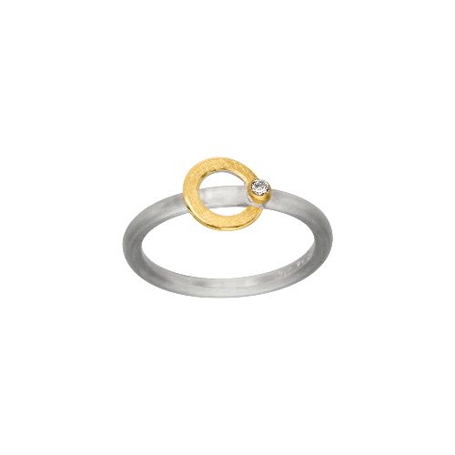 MANU Ringe Ref.-Nr.: R637BRW 925/- Silber, bicolor 1 Diamant Brillantschliff 0,02ct.  Ringgr&ouml;&szlig;e 53,5
