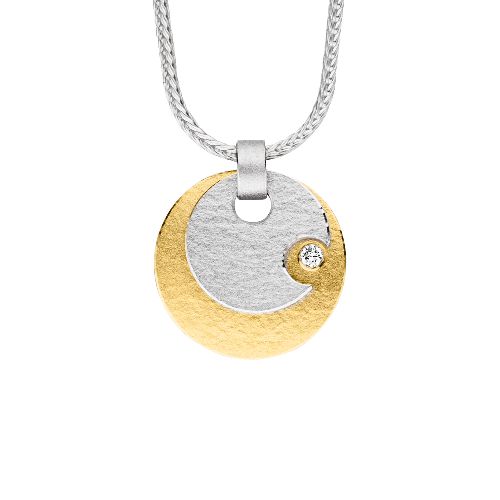 MANU Halsschmuck Ref.-Nr.: K1409BRW 925/- Silber, bicolor 1 Diamant Brillantschliff 0,03ct.  L&auml;nge 42 cm