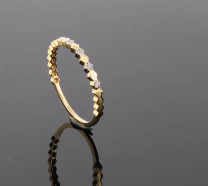 Wilhelm M&uuml;ller Ringe Ref.-Nr.: 145325055 585/- Gold, gold 7 Diamant Wesselton kleine Einschl&uuml;sse Brillantschliff 0,07ct.  Ringgr&ouml;&szlig;e 55