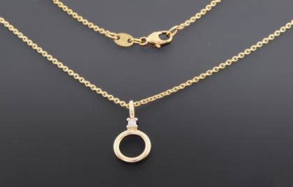 Wilhelm M&uuml;ller Halsschmuck Ref.-Nr.: 245349119 585/- Gold, gold 1 Diamant Wesselton deutliche Einschl&uuml;sse Brillantschliff 0,02ct.  L&auml;nge 42cm Individual-Nr. Z717