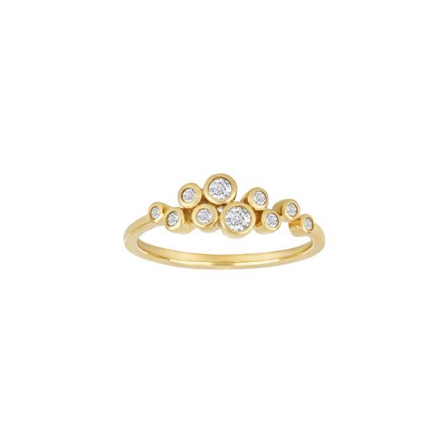 Nordahl Ringe Ref.-Nr.: 10100280500 585/- Gold, gelb 10 Diamant Wesselton  Weiss kleine Einschl&uuml;sse Brillantschliff 0,20ct.  Ringgr&ouml;&szlig;e 57