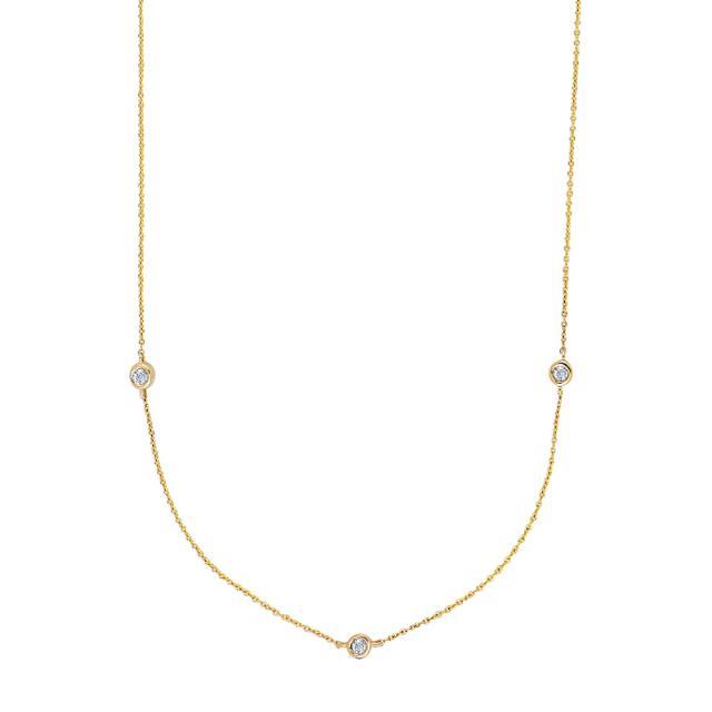 Nordahl Ketten Ref.-Nr.: 21100360500 585/- Gold, gelb 3 Diamant Wesselton  Weiss sehr kleine Einschl&uuml;sse Brillantschliff 0,03ct.  L&auml;nge 45 cm