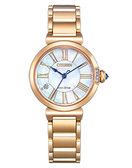 Citizen Solar Armbanduhren Damenuhren Ziffernblatt: Perlmutt Index  Edelstahl, gelb Gliederband Solar 50 Meter Ref.-Nr.: EM1063-89D Ind.-Nr: E031