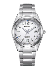 Citizen Solar Armbanduhren Damenuhren Ziffernblatt: Hell Index  Titan Gliederband Solar 50 Meter Ref.-Nr.: FE6151-82A 