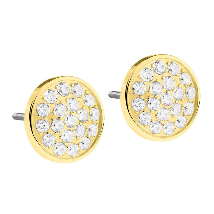 Ernstes Design Ohrringe Ref.-Nr.: E453.WH EST/- Edelstahl, gold Zirkonia  Wei&szlig; 