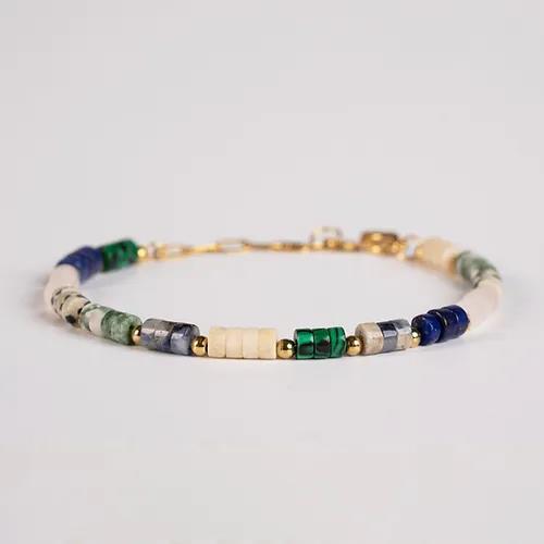 Blumenkind Armband Ref.-Nr.: BGB05GO Edelstahl, gelb Glasstein multicolor  L&auml;nge 16+4 cm