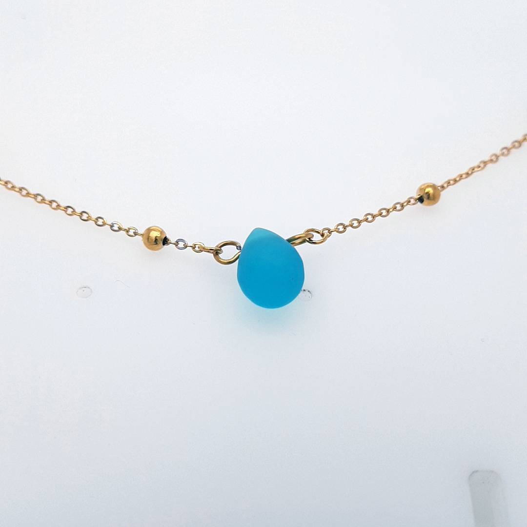 Blumenkind Armband Ref.-Nr.: BGB18GOBL Edelstahl, gelb Glasstein blau  L&auml;nge 16+4 cm