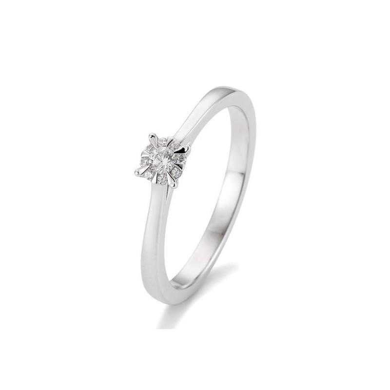 Saint Maurice Ringe Ref.-Nr.: 4105763-0 585/- Gold, wei&szlig; 9 Diamant Wesselton  Weiss kleine Einschl&uuml;sse Brillantschliff 0,104ct.  Ringgr&ouml;&szlig;e 58