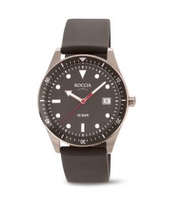 Boccia Herrenuhren Ziffernblatt: Schwarz Index  Titan Kautschuk Quartz 100 Meter Ref.-Nr.: 3664-01