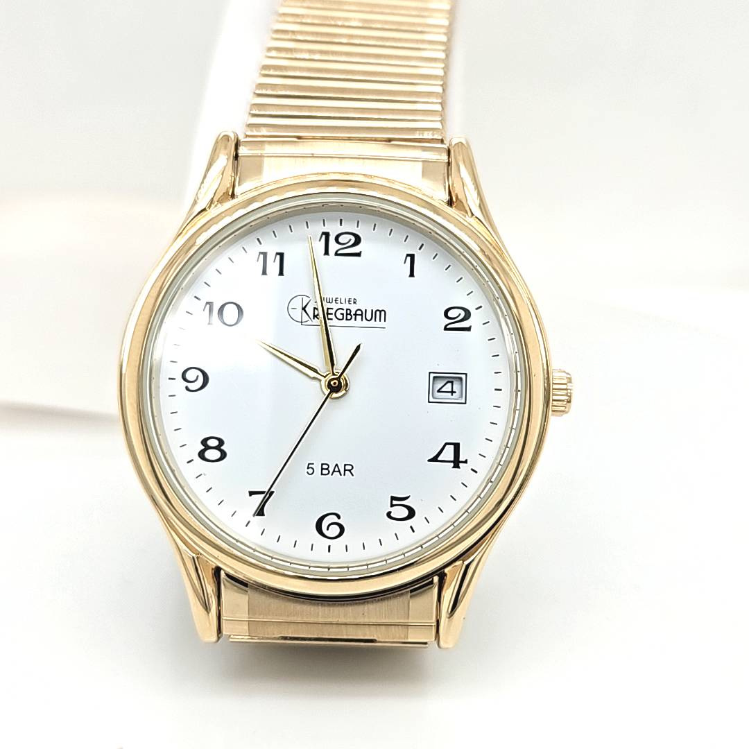 Kriegbaum Herrenuhren Ziffernblatt: Weiss Index  Edelstahl Zugband Metall Quartz 50 Meter Ref.-Nr.: 1550.45.99