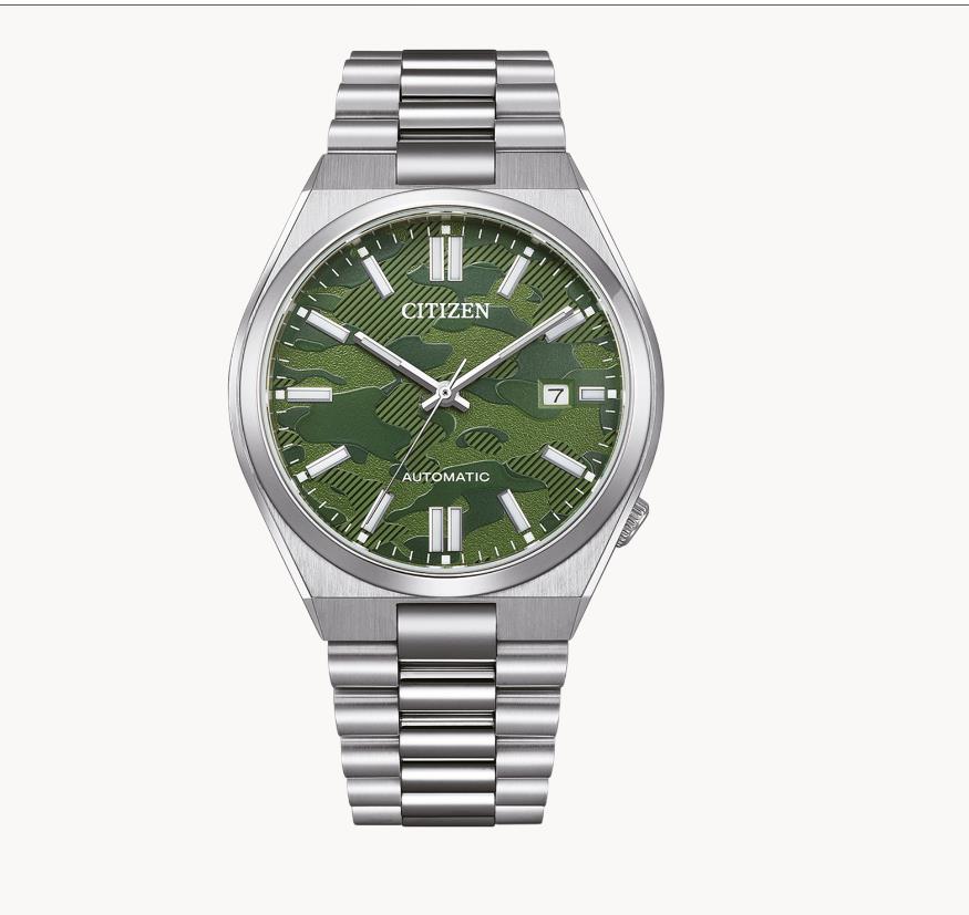 Citizen Automatik Herrenuhren Ziffernblatt: Gr&uuml;n Index  Edelstahl Gliederband Automatik 50 Meter Ref.-Nr.: NJ0159-86X Ind.-Nr: 8210