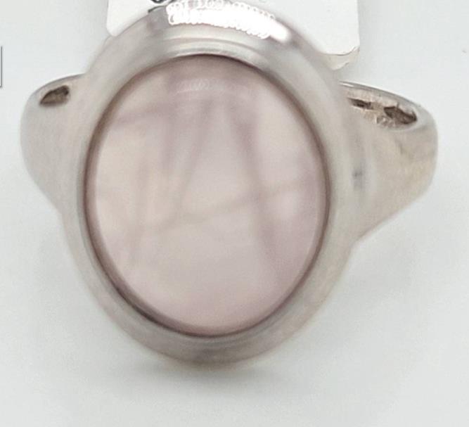 Herrling Bernsteinschmuck Ringe Ref.-Nr.: E-85337 925/- Silber, Rhodiniert 1 Rosenquartz Rosa  Ringgr&ouml;&szlig;e 56